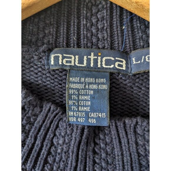 VINTAGE Nautica Fair Isle Anchor Mock Neck Men's Sweater Size L - Picture 8 of 9